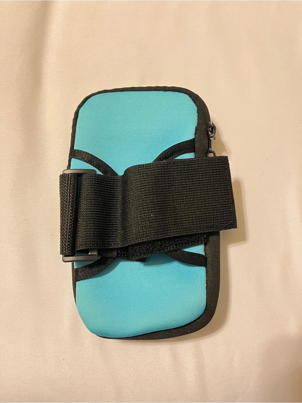Teal Cyan Sports Armband Phone Bag Case Running Pouch Zipper Strap